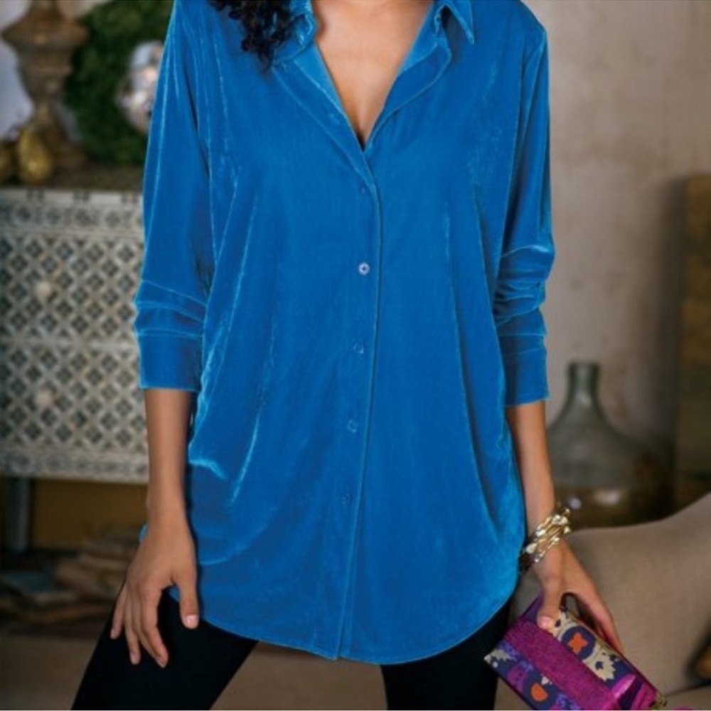 Soft Surroundings Blue Velvet Tunic - Picture 3 of 12
